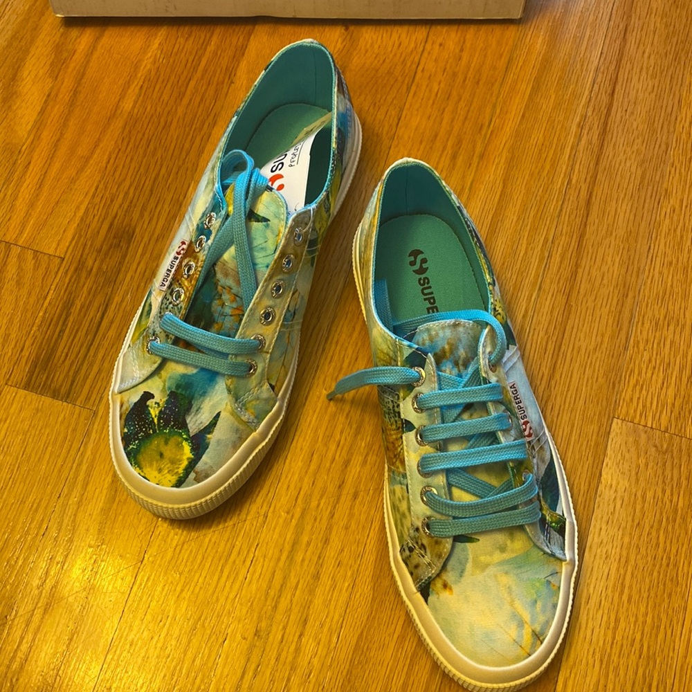 SUPERGA tropical print canvas sneakers